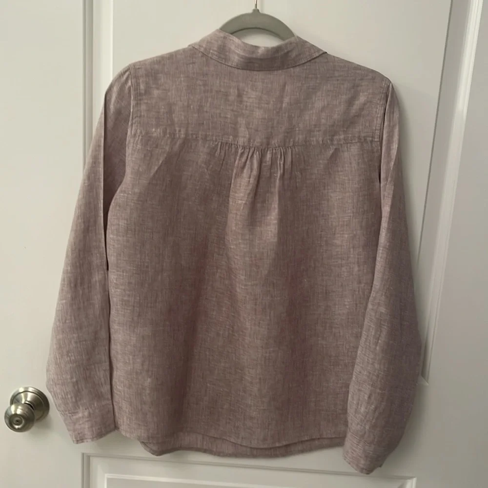 Linen Sigrid Olsen/ Long Sleeve/roll up/collared - Picture 5 of 6